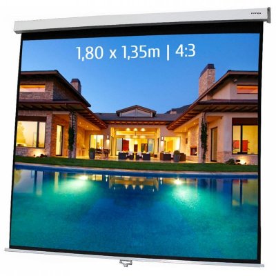 KIMEX Ecran de projection manuel 1,80 x 1,35m, format 4:3 041-3402