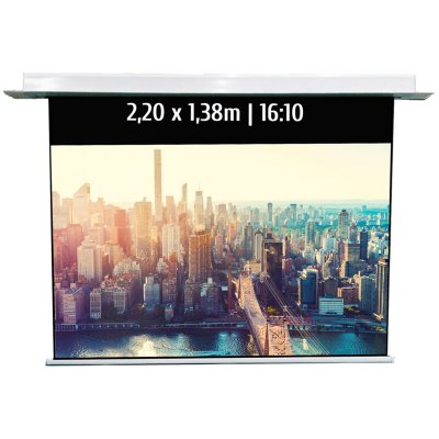 KIMEX Ecran de projection motoris&eacute; encastrable 2,20x1,38m (16/10)