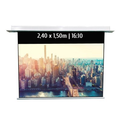 KIMEX Ecran de projection motoris&eacute; encastrable 2,40x1,50m (16/10)