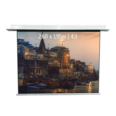 KIMEX Ecran de projection motoris&eacute; encastrable 2,60 x 1,95m (4/3)
