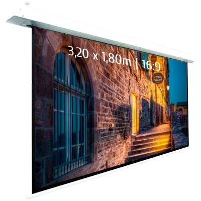 KIMEX Ecran de Projection motoris&eacute; encastrable 3,20x1,80m 16:9 Wi-FI