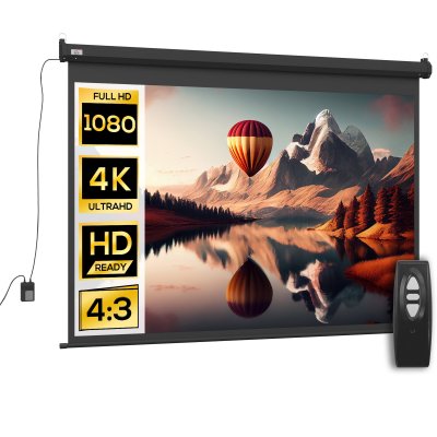 HOMCOM Ecran de projection motoris&eacute; home-cin&eacute;ma format 4:3 100 pouces 203l x 152h cm noir 