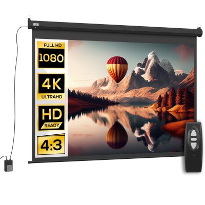 HOMCOM Ecran de projection motoris&eacute; home-cin&eacute;ma format 4:3 84 pouces 171l x 130h cm noir 