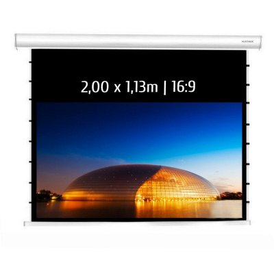 KIMEX Ecran de Projection motoris&eacute; tensionn&eacute; 2,00x1,13m 16:9 Wi-FI Carter Blanc