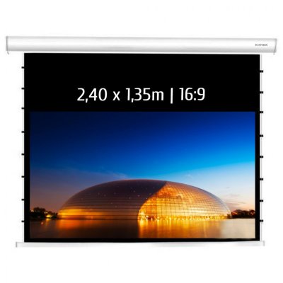 KIMEX Ecran de Projection motoris&eacute; tensionn&eacute; 2,40x1,35m 16:9 Wi-FI Carter Blanc