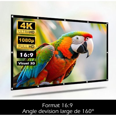 KYF Ecran de Projection Mural Pliable - 100"" - Double Face Avant/Arri&egrave;re