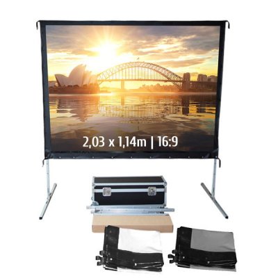 KIMEX Ecran de Projection Valise 2,03x1,14m 16:9 Avant + Arri&egrave;re