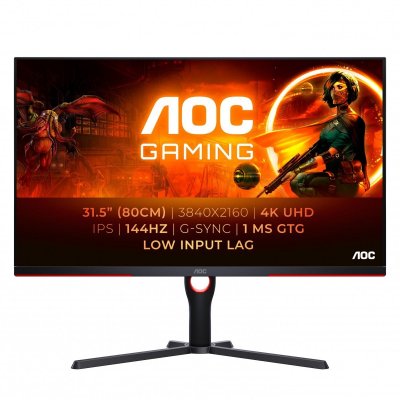 AOC Ecran PC  U32G3X/BK 31.5"" 4K/144Hz/IPS/1ms/HDR/Pivot/G-Sync