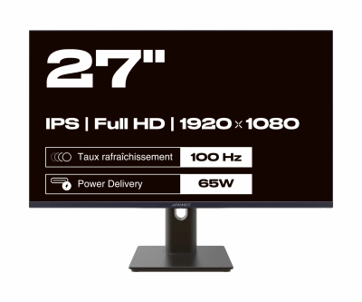 JAPANNEXT Ecran PC Bureautique 27 FULL HD 100 Hz USB-C (+ charge 65W) 