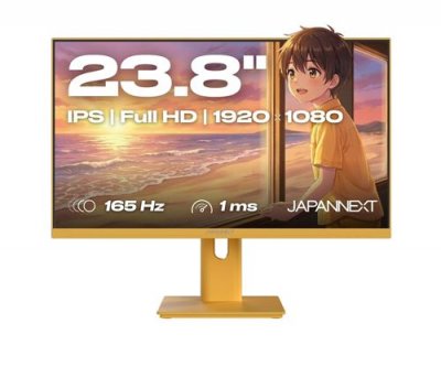 JAPANNEXT Ecran PC Gamer 23.8"" IPS Full HD (1920x1080) 165Hz 1ms Jaune Pastel JN-I238F165-HSP-YE
