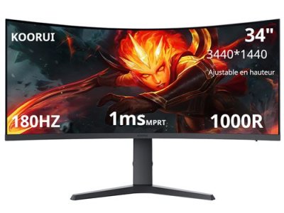 KOORUI Ecran PC Gaming  G3441VC 34"" incurv&eacute; 180 Hz WQHD