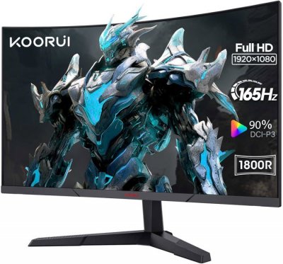 KOORUI Ecran Pc Gaming  incurv&eacute; FullHD 4 ms 165 Hz 24 Noir
