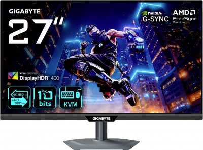 GIGABYTE Ecran PC  27""4K 160Hz+FHD 320Hz/F-IPS/USB-C/Pivot/HP/KVM 
