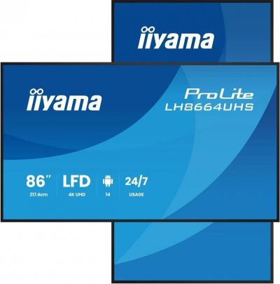 IIYAMA &Eacute;cran PC  LH8664UHS-B3AG 85,6"" Ultra HD 4K 60Hz IPS WiFi Android 24/7