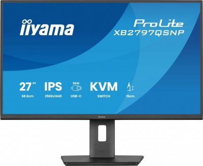 IIYAMA Ecran PC  XB2797QSNP-B1 27""QHD/75Hz/IPS/Pivot/KVM/USB-C 96W