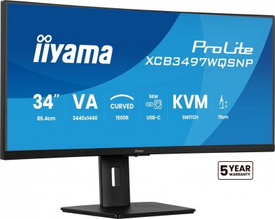 IIYAMA Ecran PC  XCB3497WQSNP-B1 34""CURVE/120Hz/VA/0,4ms/USB-C/KVMP#