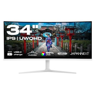 JAPANNEXT Ecran PC Incurv&eacute; 34 UWQHD Dalle IPS Blanc IPS AMD FreeSync JN-IPS34Q-HC6-W