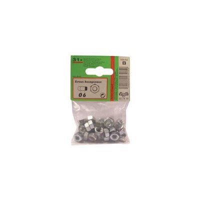 VYNEX Ecrou hexagonal - acier zingu&eacute; - 6 pans - D: 6 mm