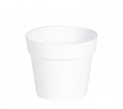 EDA  Pot de fleur rond Toscane - &Oslash; 13,6 x H 11,6 cm - 1,1 L - Blanc