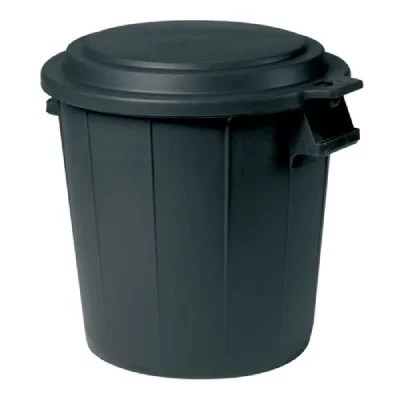 EDA  Poubelle immeuble avec covercle - 50l - Noir
