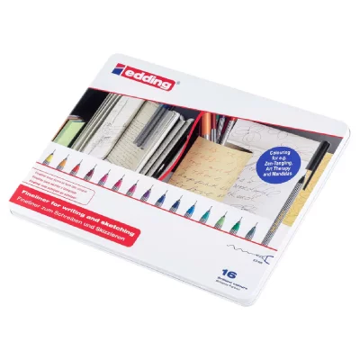 EDDING  4-55-16 Stylo Couleur &Agrave; Pointe Fine 3,5 Mm Bo&icirc;te M&eacute;tal De 16 Import Allemagne