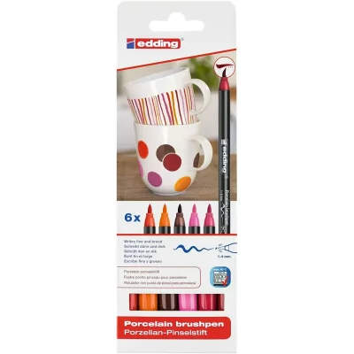 EDDING  4200 Lot de 6 feutres pour porcelaine 1-4 mm Couleurs assorties