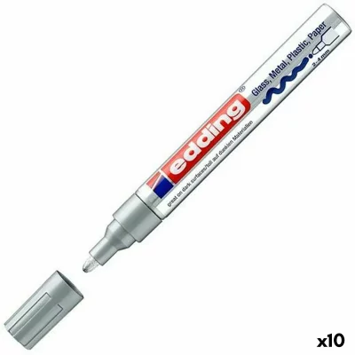 EDDING  750 Paint - Marqueur - Permanent - Argent - Encre Pigment&eacute;e - 2-4 Mm - Pack De 10