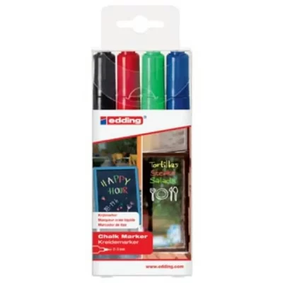 EDDING  Assortiment de 4 craies liquides E4095 - Standards