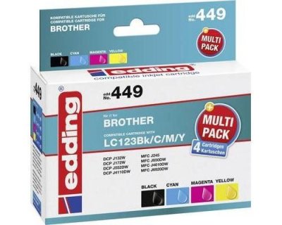 EDDING  encre remplace brother lc-123 compatible pack bundle edd-449 