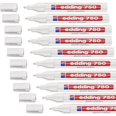 EDDING  - Marqueur Encre Permanente Pour Toutes Surfaces - Pointe Moyenne - Blanc - Lot De 10