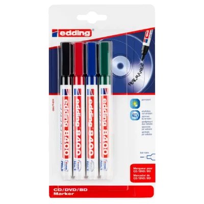 EDDING  marqueurs &agrave; cd/dvd/bd 4 pcs multicolore 8400