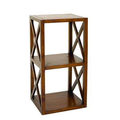 EDEN - &Eacute;tag&egrave;re marron 2 cases 40 cm croisillons bois Mindi - Chocolat
