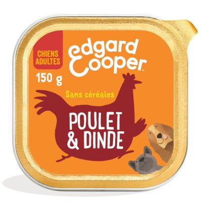 EDGARD & COOPER  Adult sans c&eacute;r&eacute;ales 150 g pour chien - poulet, dinde
