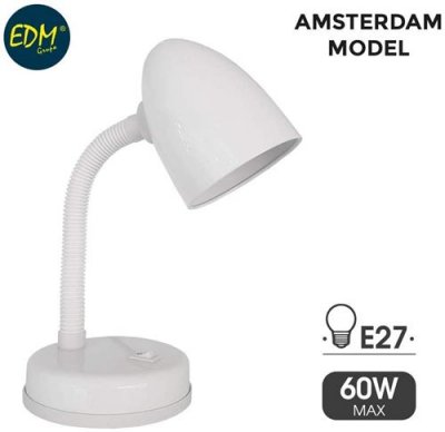 PAS DE MARQUE EDM - Lampe de table mod&egrave;le amsterdam e27 60w couleur blanche