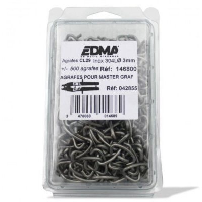 EDMA  - Agrafe CL 29 inox AISI 304, 500 pi&egrave;ces - 146800