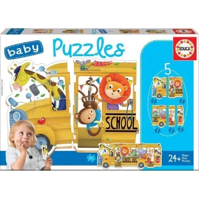 EDUCA  Borras School Bus Animals 5 Babys Multicolore 2-5 Years