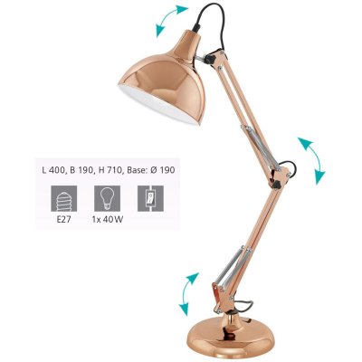 EGLO  lampe &agrave; poser borgillio coloris cuivre 94704 403957