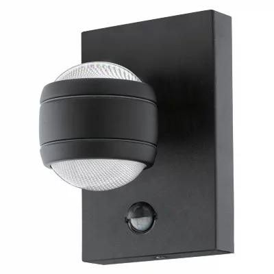 EGLO  Lampe murale LED &agrave; capteur d'ext&eacute;rieur Sesimba 1 2x3,7 W Noir