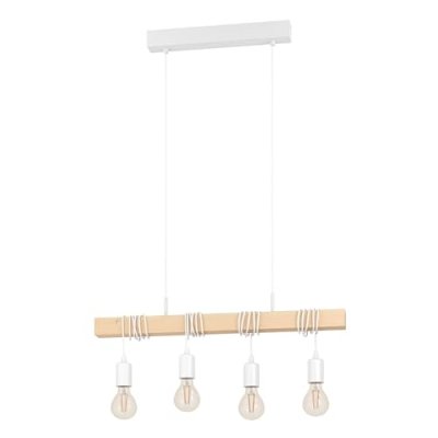 EGLO  lampe suspendue townshend 4 lampes bois blanc et beige 425512