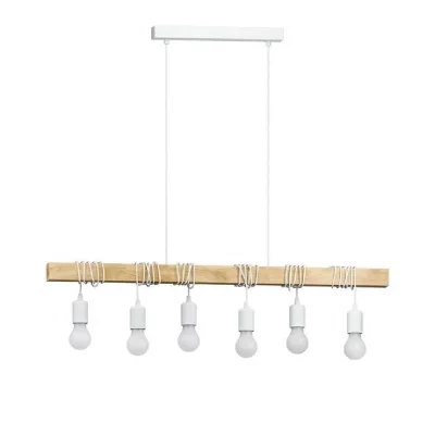 EGLO  lampe suspendue townshend 6 lampes bois blanc et beige 425513