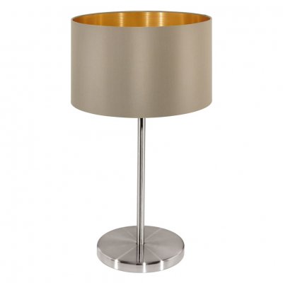 EGLO  Maserlo - Lampe De Table &Agrave; 1 Lumi&egrave;re, Nickel Satin&eacute;, Taupe, E27