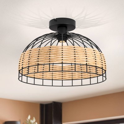 EGLO  Plafonnier Anwick en acier avec tressage en rotin