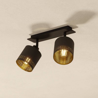 EGLO  Plafonnier Esteperra, noir/dor&eacute;, &agrave; 2 lampes