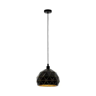 EGLO  Roccafort Suspension 1 Ampoule en Acier Noir Or Culot E27 &Oslash; 40 cm