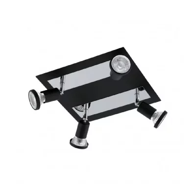 EGLO  Sarria Spot Acier Plafonnier 4 Spots 20 W Noir Chrome
