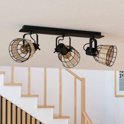 EGLO  Spot pour plafond Anwick 1 &agrave; d&eacute;cor rotin, 3 lampes