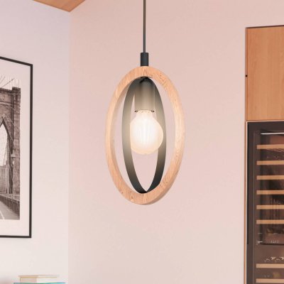 EGLO  Suspension Basildon en bois/acier, &agrave; 1 lampe