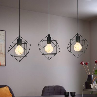 EGLO  Suspension Straiton en acier, &agrave; 3 lampes noire