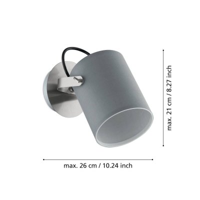 EGLO &acirc;—•Villabate Spot Simple Gris Acier Nickel Satin&eacute; Tissu 10 W