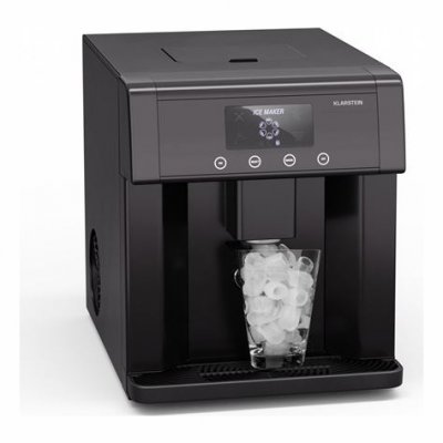 KLARSTEIN Eiszeit Machine &agrave; gla&ccedil;ons 10 &agrave; 15kg /24h 3 tailles de cubes Inox Noir